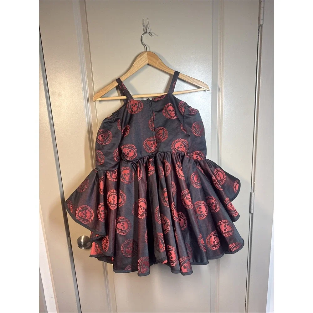 Chasing Fireflies Girls Costume Dress Skulls Red Black SZ 8